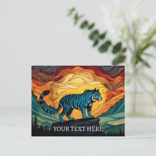 Blauer Tiger am Berg Postkarte (Stehend Vorderseite)
