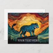 Blauer Tiger am Berg Postkarte (Vorne/Hinten)