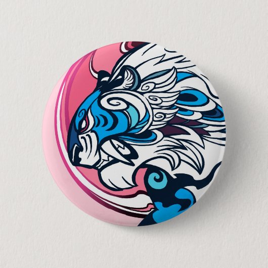 Blauer Tiger Button (Vorderseite)