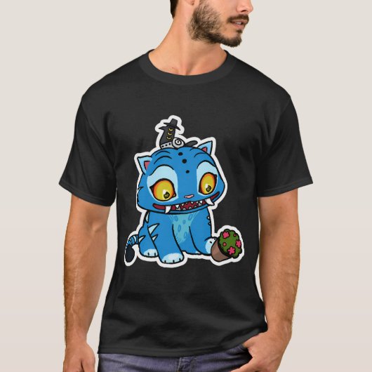 Blauer Tiger spielt mit Topf T-Shirt (Vorderseite)