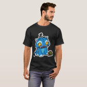 Blauer Tiger spielt mit Topf T-Shirt (Vorne ganz)