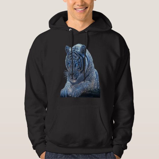 blauer Tiger Tier Hoodie (Vorderseite)