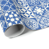 Blauer Tile Geschenkpapier (Rolleneckpunkt)