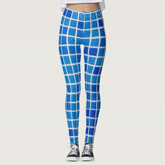 Blauer Tile Leggings (Vorderseite)