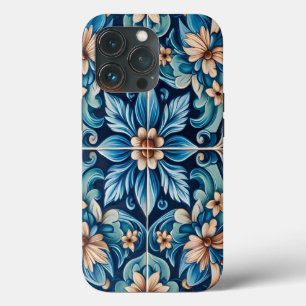 Blauer Tile mit Blume Muster Case-Mate iPhone Hülle