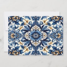 Blauer Tile mit Blume Muster