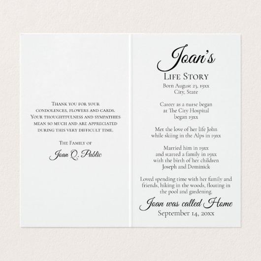 Blauer Tint Carnation Blumenbeerdigung Gedenkgebet Visitenkarten (Innenseite Aufgefaltet)