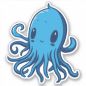 Blauer Tintenfisch Aufkleber (Vorderseite)