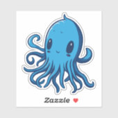 Blauer Tintenfisch Aufkleber (Blatt)
