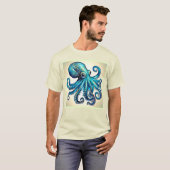 Blauer Tintenfisch Glow Design T-Shirt (Vorne ganz)