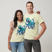 Blauer Tintenfisch Glow Design T-Shirt (Unisex)
