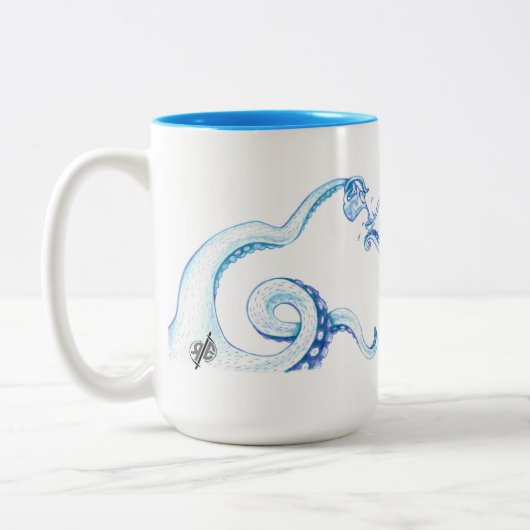 Blauer Tintenfisch Tasse (Links)