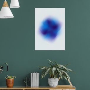 Blauer Tintenklecks Minimalistisches abstraktes Ku Poster