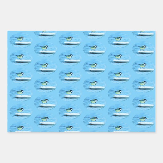 Blauer Tit Bird Fütternd von einer Kuchenplatte Geschenkpapier Set (Vorderseite 3)