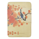 Blauer Tit Bird, Paulownia Zweig, Roter Herbst Blä Badematte (Vorderseite Vertikal)