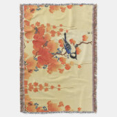 Blauer Tit Bird, Paulownia Zweig, Roter Herbst Blä Decke (Vorderseite Vertikal)