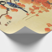 Blauer Tit Bird, Paulownia Zweig, Roter Herbst Blä Geschenkpapier (Ecke)