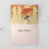 Blauer Tit Bird, Paulownia Zweig, Roter Herbst Blä Karte (Innenseite)