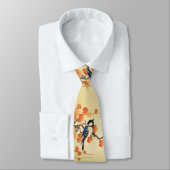 Blauer Tit Bird, Paulownia Zweig, Roter Herbst Blä Krawatte (Gebunden)