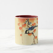 Blauer Tit Bird, Paulownia Zweig, Roter Herbst Blä Tasse (Zentrum)
