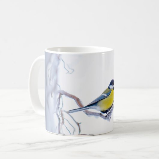 Blauer Tit-Vogel gehockte Kaffeetasse (Vorderseite Links)
