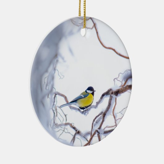 Blauer Tit-Vogel gehockte Keramik Ornament (Rechts)