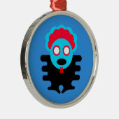 Blauer TK-Flitter Silbernes Ornament (Rechts)