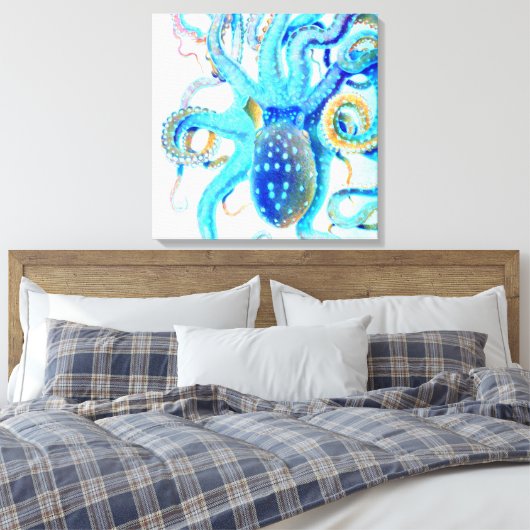 Blauer Toctopus Leinwanddruck (Insitu (Schlafzimmer))