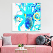 Blauer Toctopus Leinwanddruck (Insitu (Wohnzimmer))