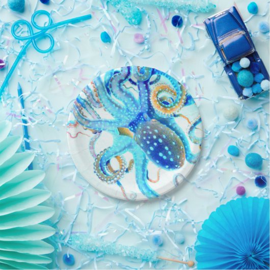 Blauer Toctopus Pappteller (Party)