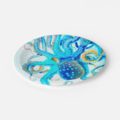 Blauer Toctopus Pappteller (Schrägansicht)