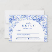 Blauer Toile-Blumen-Abschlussfeier RSVP Karte (Vorderseite)