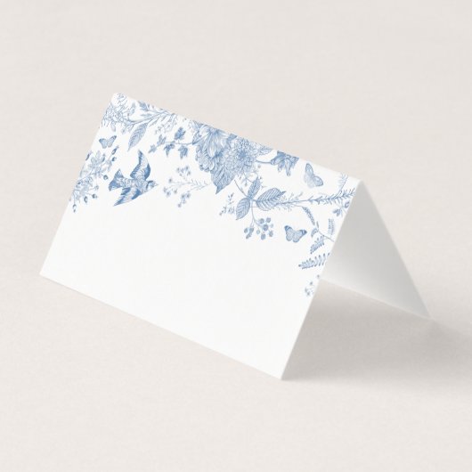 Blauer Toile De Jouy Platzkarte Tischdekoration (Rückseite)