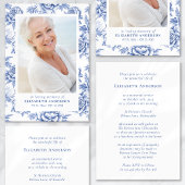 Blauer Toile Foto Beerdigung Einladung