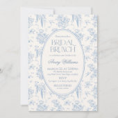 Blauer Toile Vintag Bridal Brunch Dusche Einladung (Vorderseite)