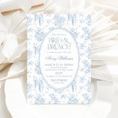 Blauer Toile Vintag Bridal Brunch Dusche Einladung
