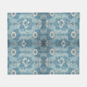 Blauer Ton Blumendesign Fleecedecke (Vorderseite (Horizontal))