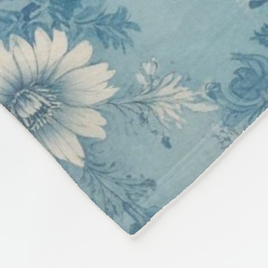 Blauer Ton Blumendesign Fleecedecke (Ecke)