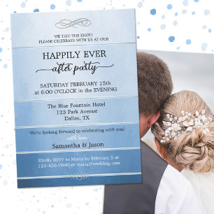Blauer Ton-in-Ton-Happily-Ever-After-Hochzeit Einladung