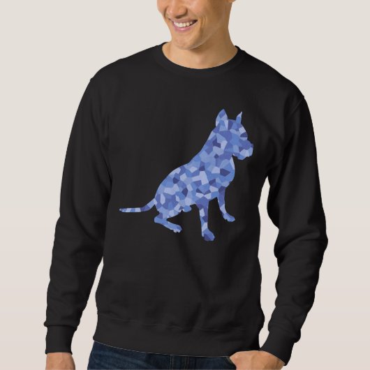 Blauer Ton sitzender Pit Bull Dog Breed Scoop Sweatshirt (Vorderseite)
