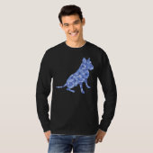 Blauer Ton sitzender Pit Bull Dog Breed Scoop T-Shirt (Vorne ganz)