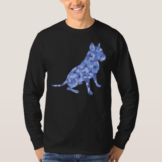 Blauer Ton sitzender Pit Bull Dog Breed Scoop T-Shirt (Vorderseite)