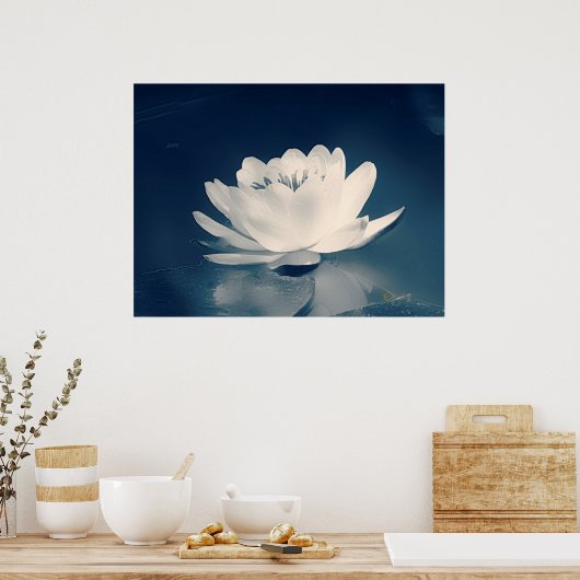 Blauer Toner Lotus Blume Poster (Küche)