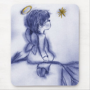 blauer Tönungsengelswunsch Mousepad