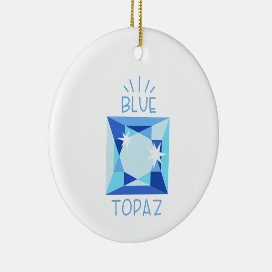 Blauer Topaz Birthstone Keramik Ornament (Rechts)