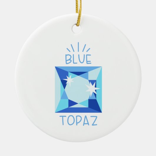 Blauer Topaz Birthstone Keramik Ornament (Vorne)