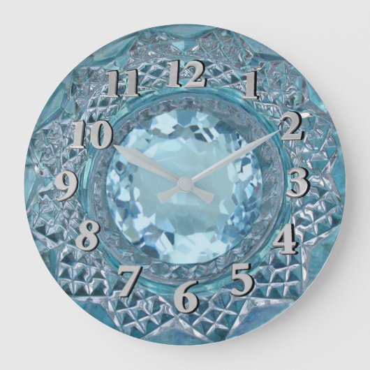 Blauer Topaz und geschliffenes Glas Große Wanduhr (Vorderseite)