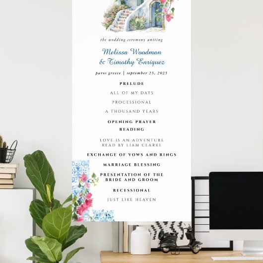 Blauer Tor | Hochzeitsprogramm für Griechenland Poster (Heimbüro)