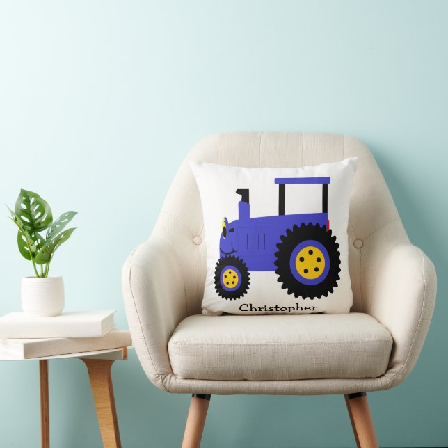 Blauer Traktor Design Individuell Kissen (Stuhl )