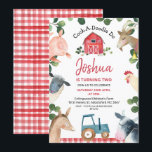 Blauer Traktor Karierter Bauernhof Geburtstag Einladung<br><div class="desc">Blue Tractor Red Kariert Farm Hof Geburtstag Einladung Niedliche Farm Jungen Geburtstagsfeier Einladung mit einigen Bauerntieren,  rote Scheune,  blaue Traktor und ein rotes kariertes Muster und etwas Blattwerk. Ideal für den ersten,  zweiten oder dritten Geburtstag eines Jungen.</div>